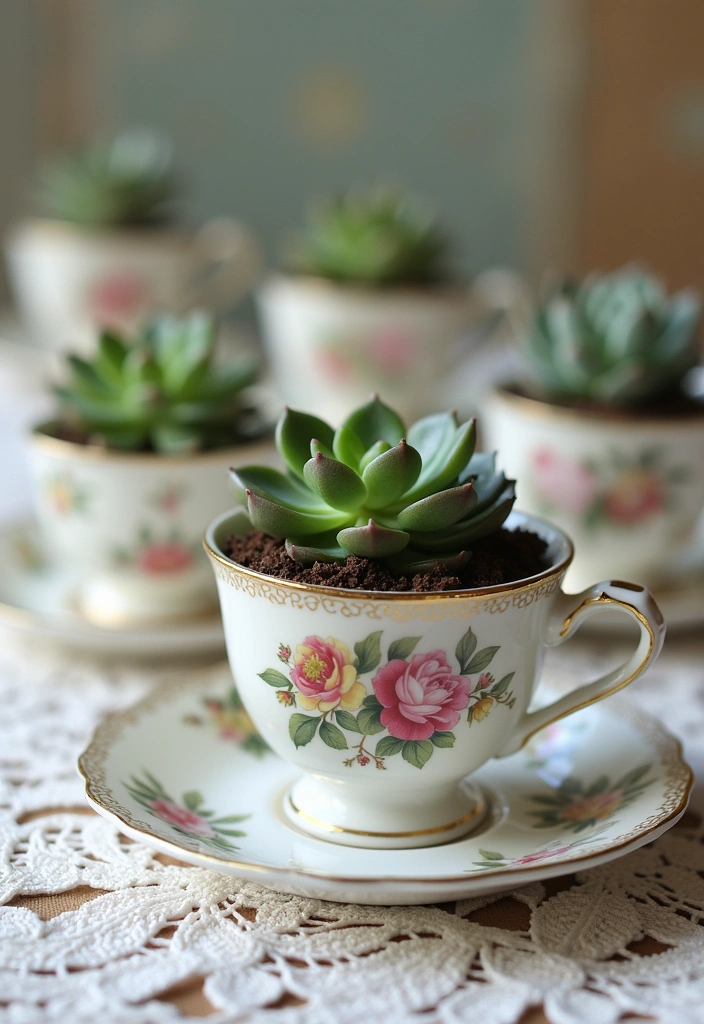 14 Stunning Succulent Planter Ideas - 4. Vintage Tea Cups