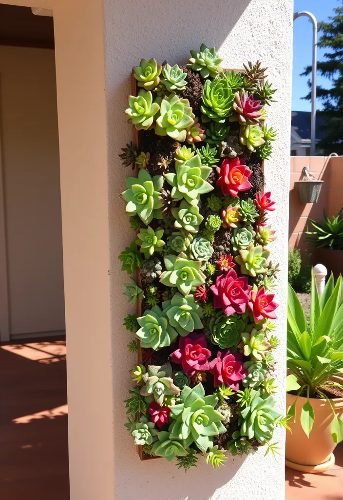 20+ Vertical Flower Gardening Ideas That Maximize Space and Beauty! - 15. Vertical Succulent Garden