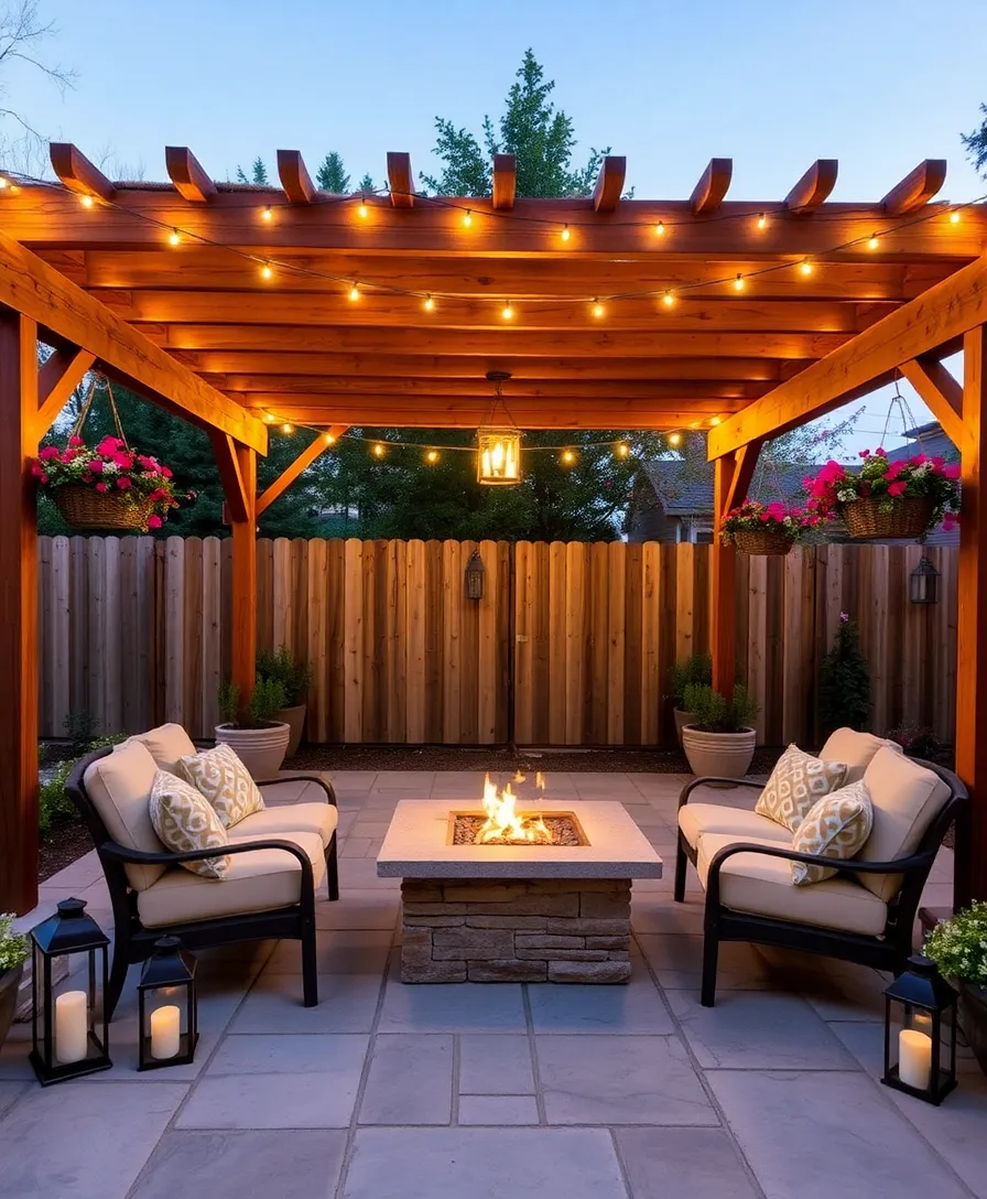 18 Deck Fire Pit Ideas for Cozy Nights - 11. Fire Pit with a Shade Structure