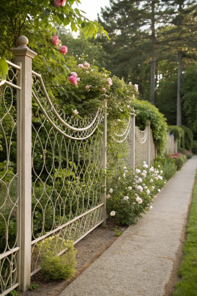 20 Wood and Wire Fence Design Ideas for Your Garden - 5. Elegant Wire Trellis Fence