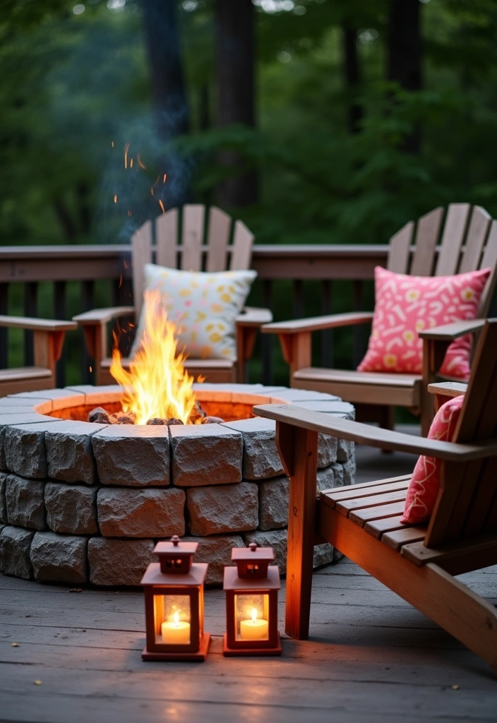 18 Deck Fire Pit Ideas for Cozy Nights - 1. Rustic Stone Fire Pit