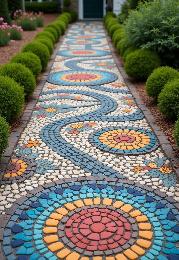 17 Modern Driveway Design Ideas - 12. Colorful Mosaic