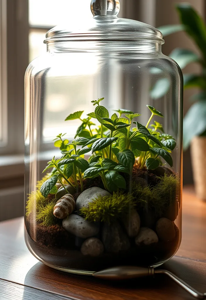 15 Indoor Herb Gardens and Expert Tips to Keep Them Thriving! - 8. Indoor Herb Terrarium