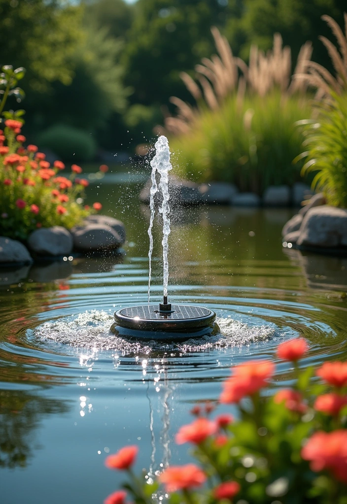 20 DIY Solar Fountain Ideas to Transform Your Garden - 8. Floating Fountain in Pond