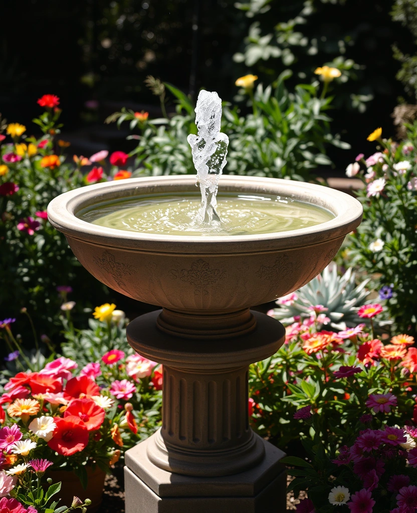 20 DIY Solar Fountain Ideas to Transform Your Garden - 15. Simple Bowl Fountain