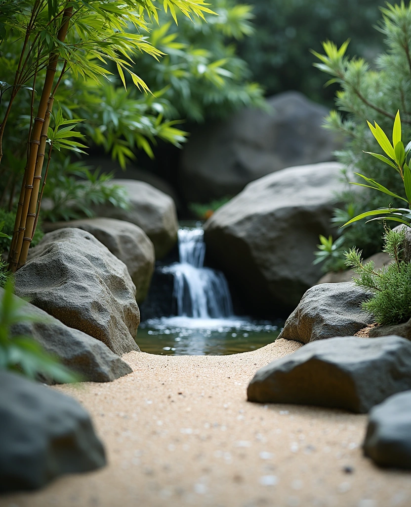 14 Small Garden Waterfalls Ideas That Will Revamp Your Outdoor Space! - 4. Zen Garden Waterfall