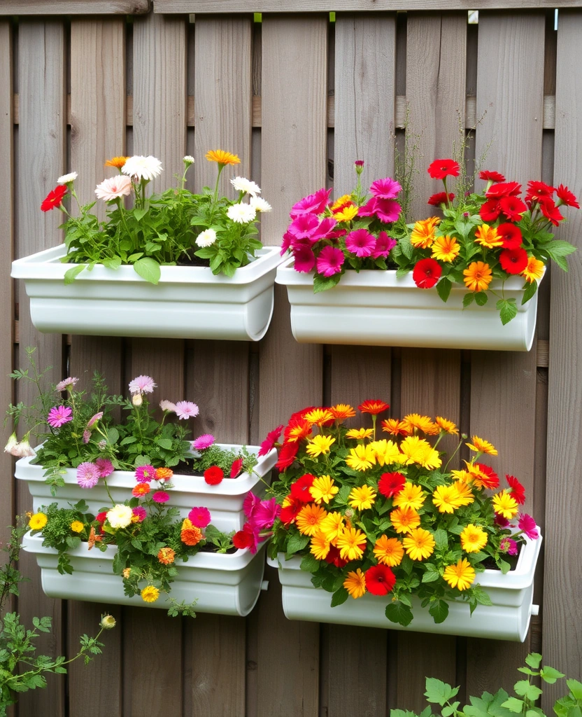 14 DIY Self-Watering Planters That Will Make Your Outdoor Space Thrive! - 8. Gutter Garden Planters