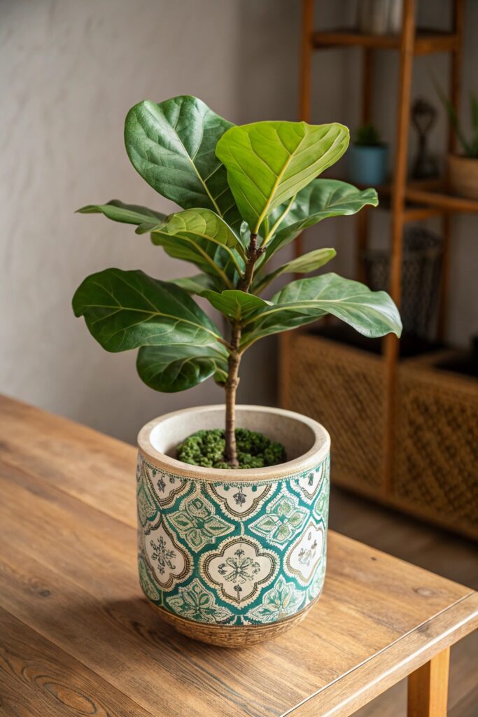 Top 9 Small Indoor Plants for Tiny Spaces - 8. Mini Fiddle Leaf Fig (Ficus lyrata)