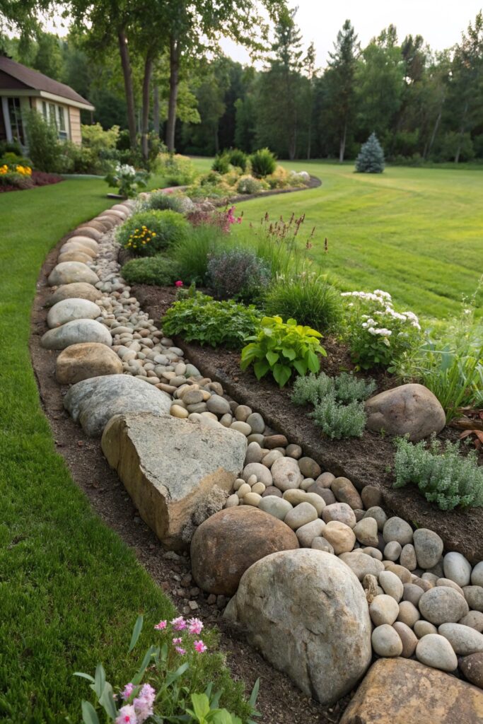 21 DIY Garden Edging Ideas on a Budget - 14. Rock Garden Edging