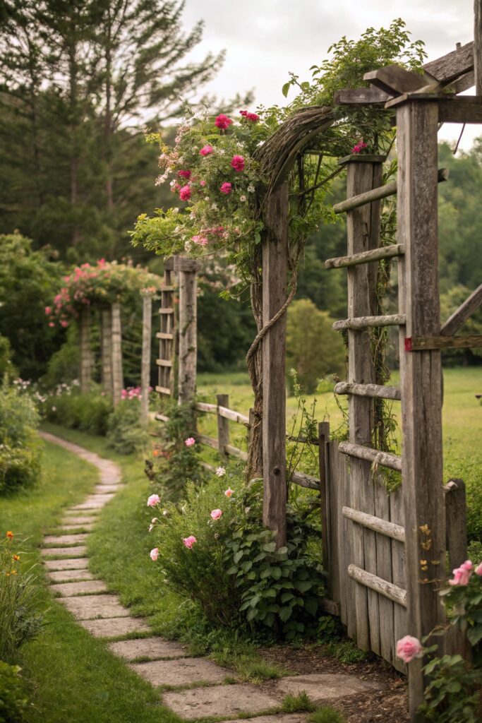 14 Cottage Core Garden Decor Ideas - 10. Rustic Trellises