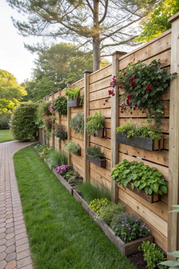 20 Wood and Wire Fence Design Ideas for Your Garden - 11. Vertical Garden Fence