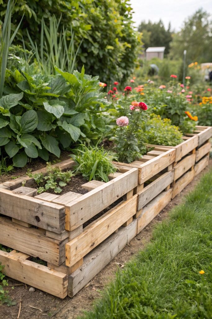 21 DIY Garden Edging Ideas on a Budget - 13. Wooden Pallet Edging