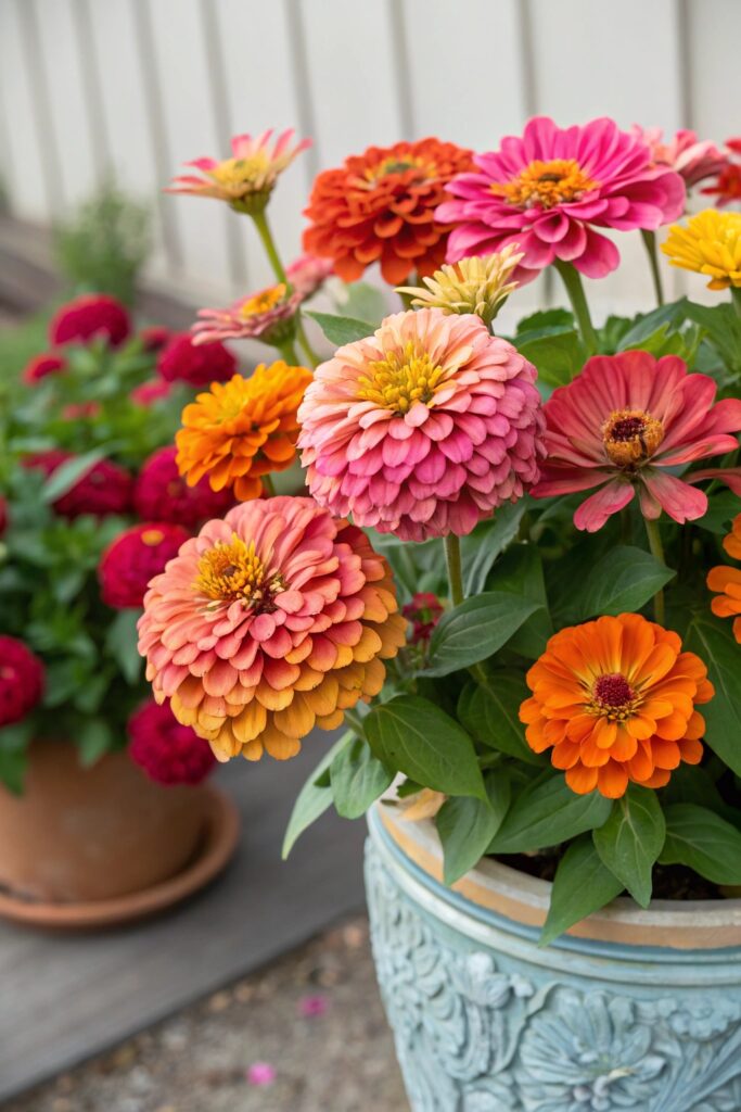 10 Best Flowers for Container Gardening: Potted Beauty - 6. Zinnias: Vibrant and Versatile