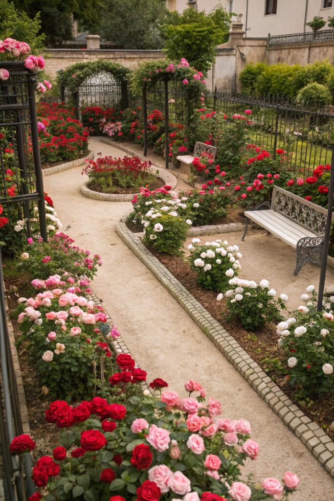 garden with beautiful roses