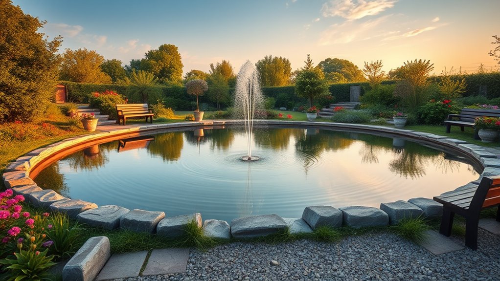 beautiful ponds and fountains