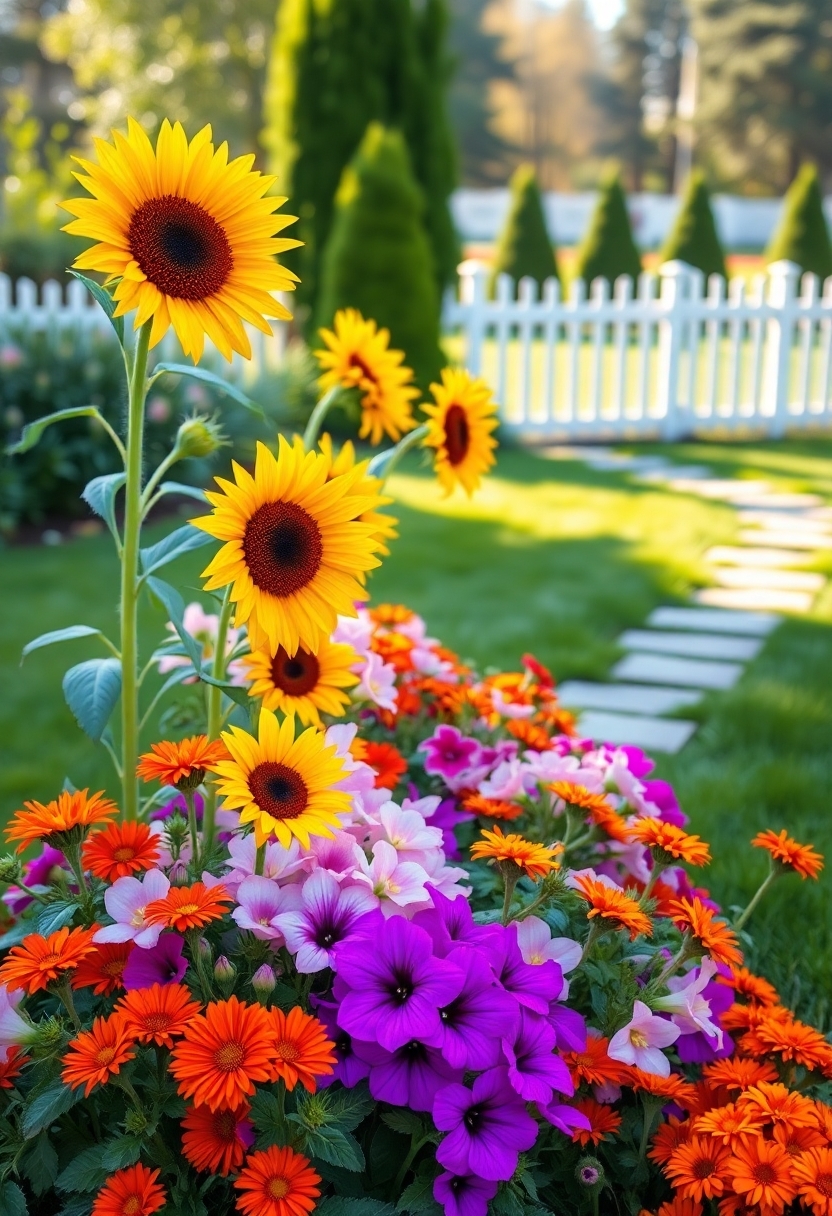 beautifully arranged flower beds