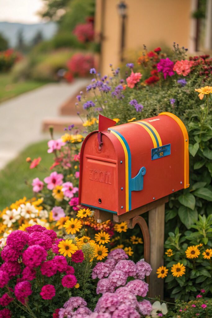 vibrant flowers on mailbox