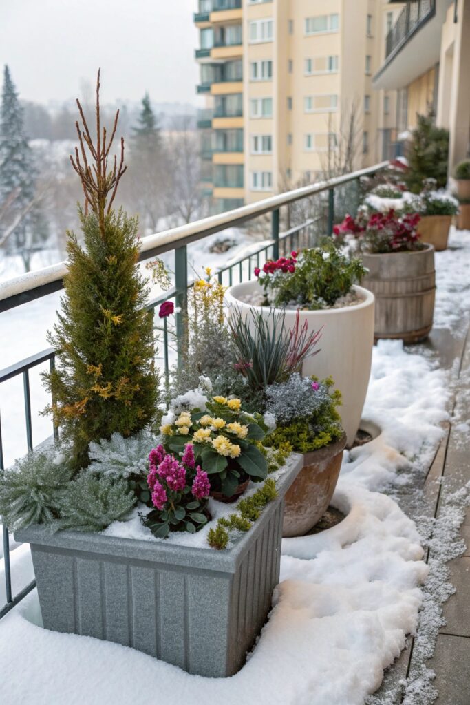 beautiful winter garden containers