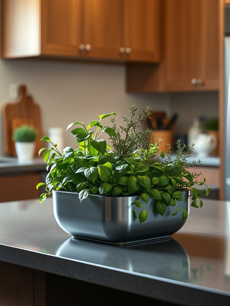 fresh herbs on counters