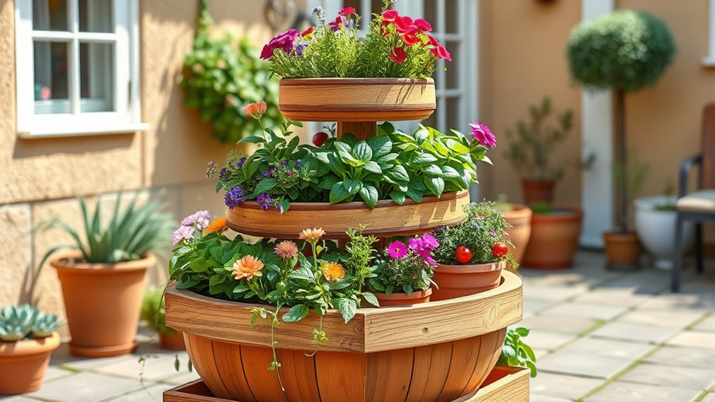 garden planters in tiers