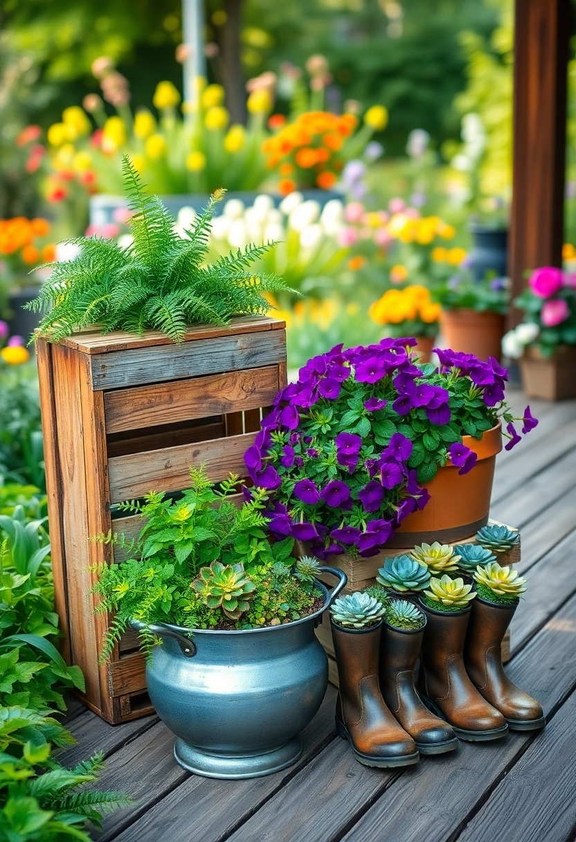 gardens in recycled containers