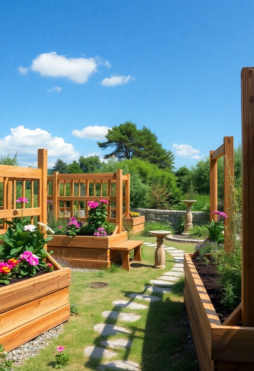 gardens in wooden frames