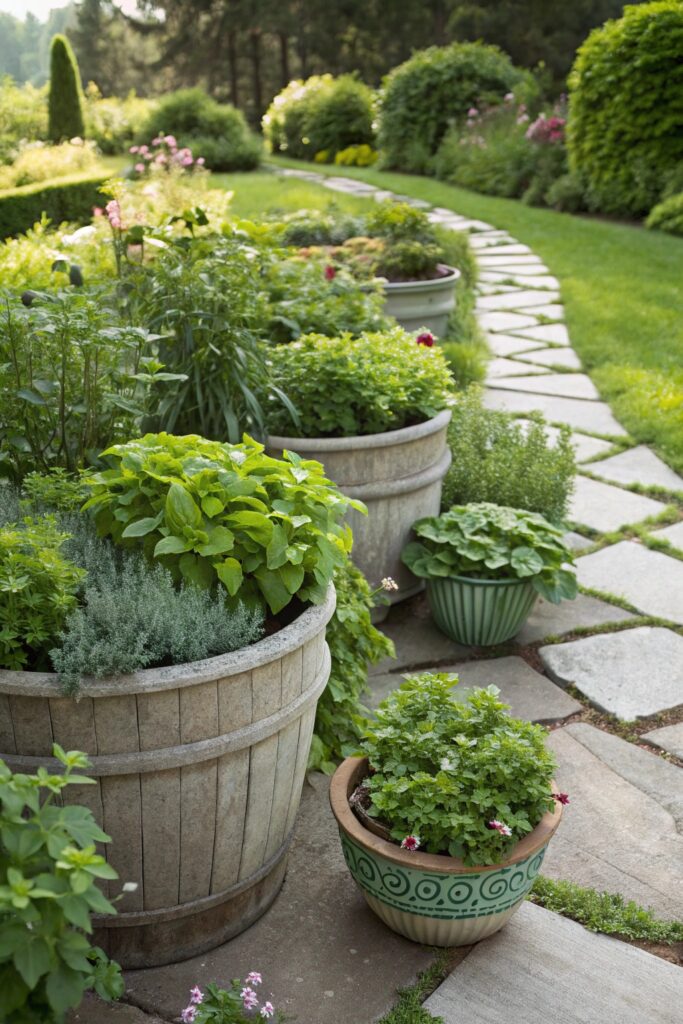 herbs in small containers