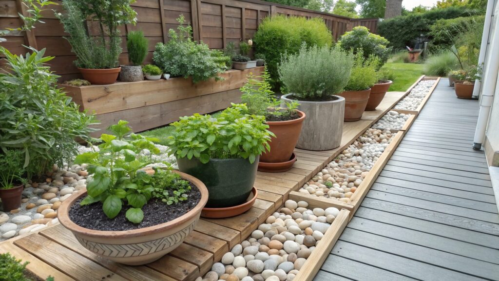 planting herb garden containers