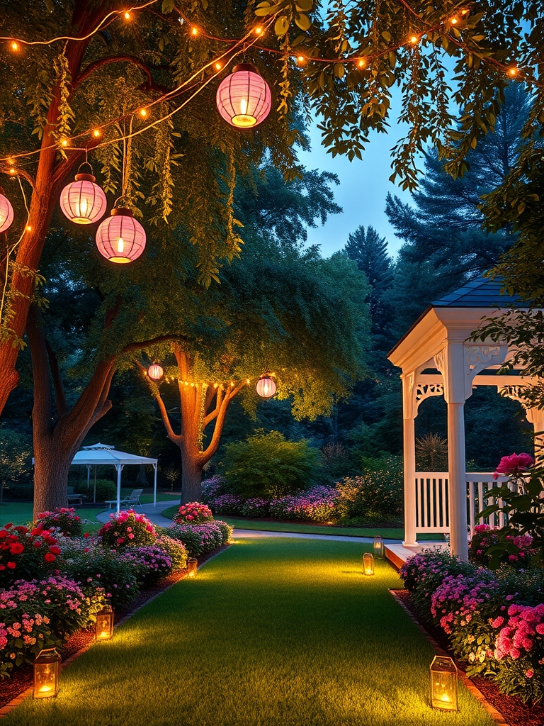 landscaping with beautiful lights