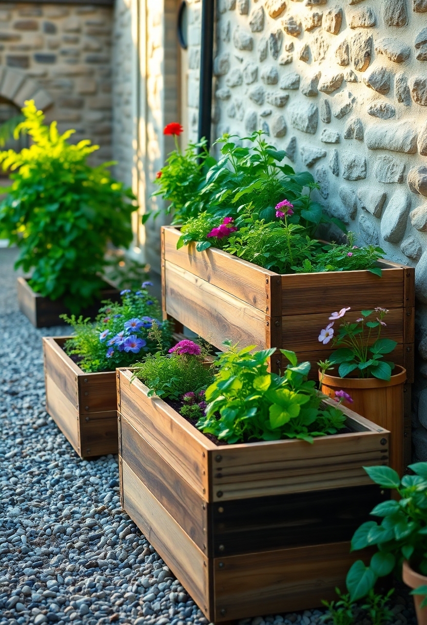 multi level planters arrangement