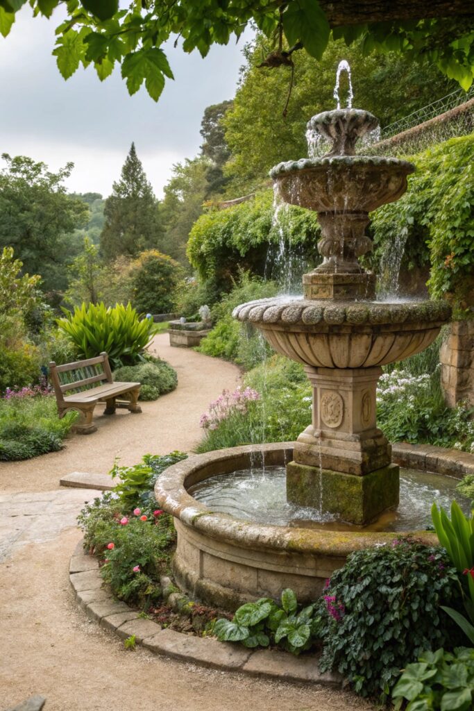 serene garden stone accents