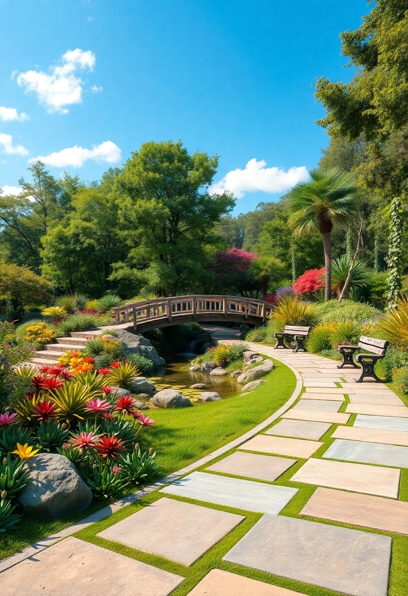 walking through garden paths