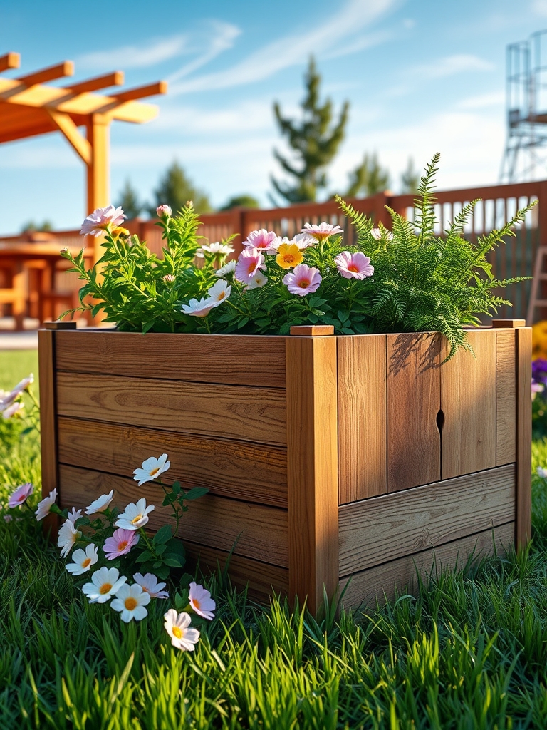 wooden planting garden boxes