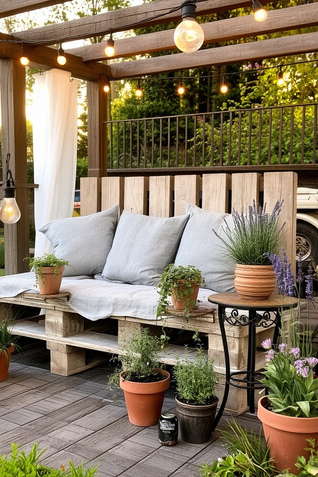 repurposed pallet seating nook