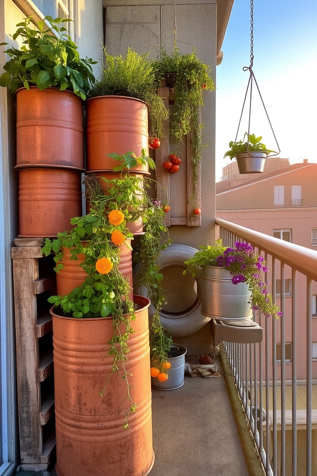 sustainable repurposed container gardens