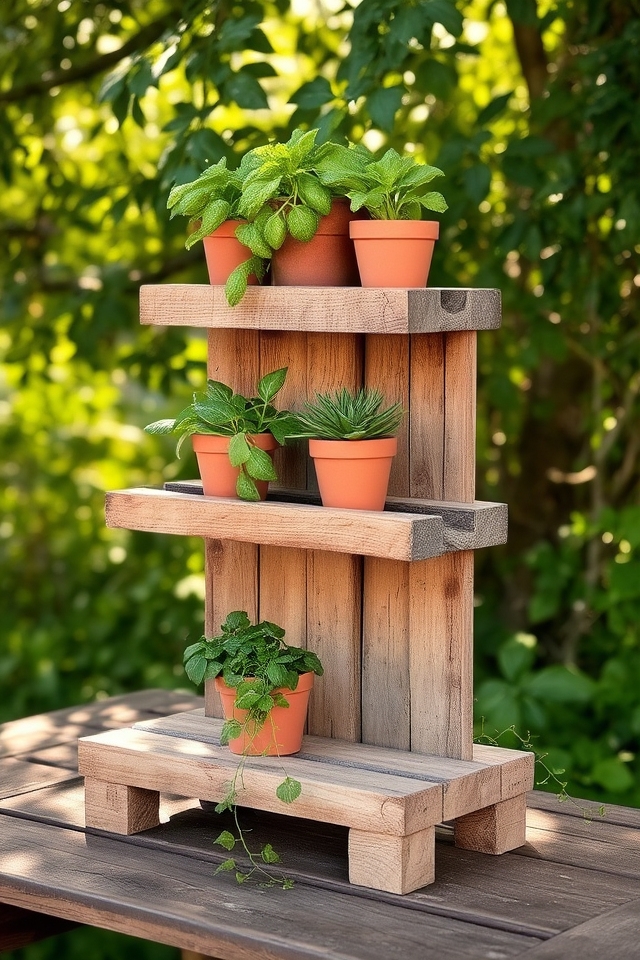tiered pallet plant stand