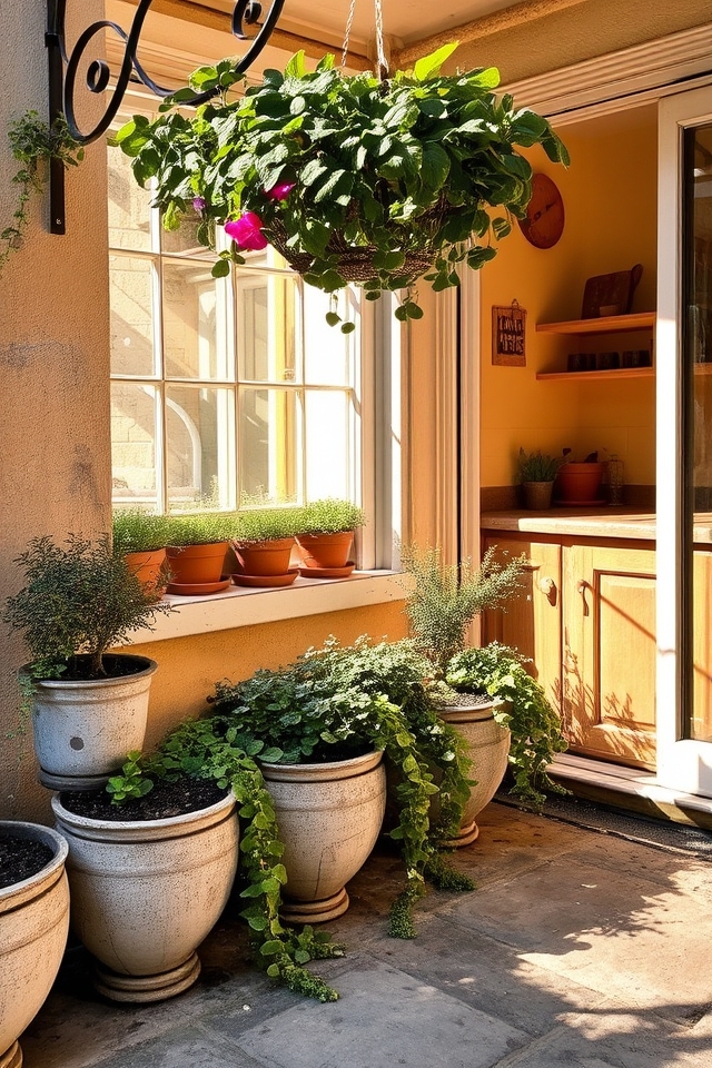 adaptable potted garden transition