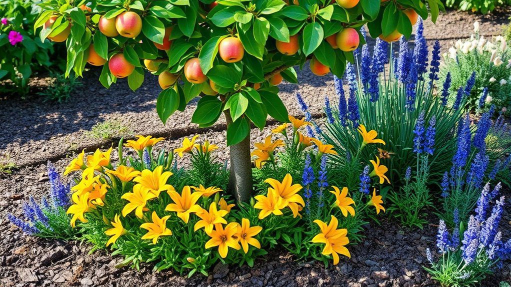 apple trees and flowers