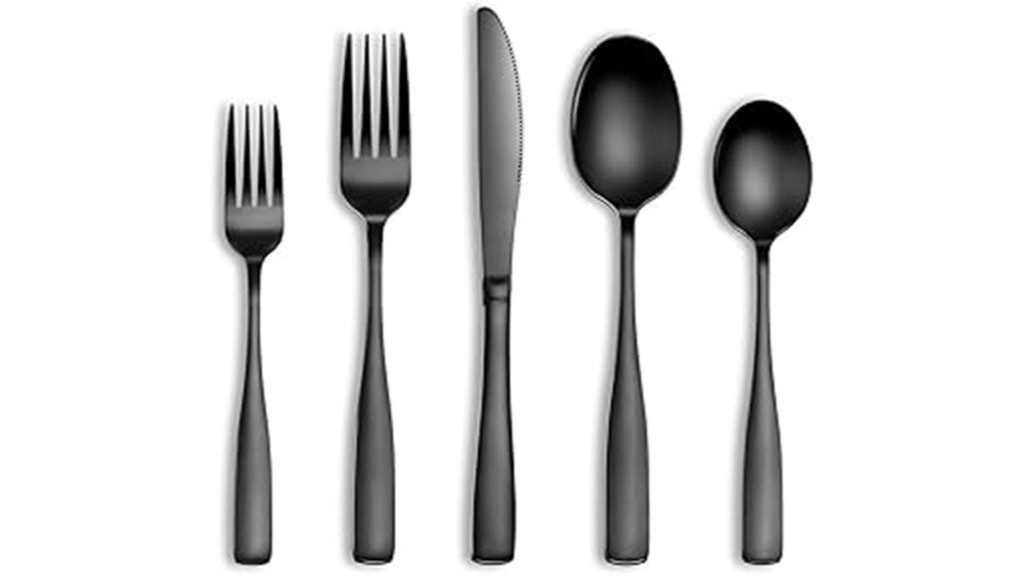 black stainless steel flatware