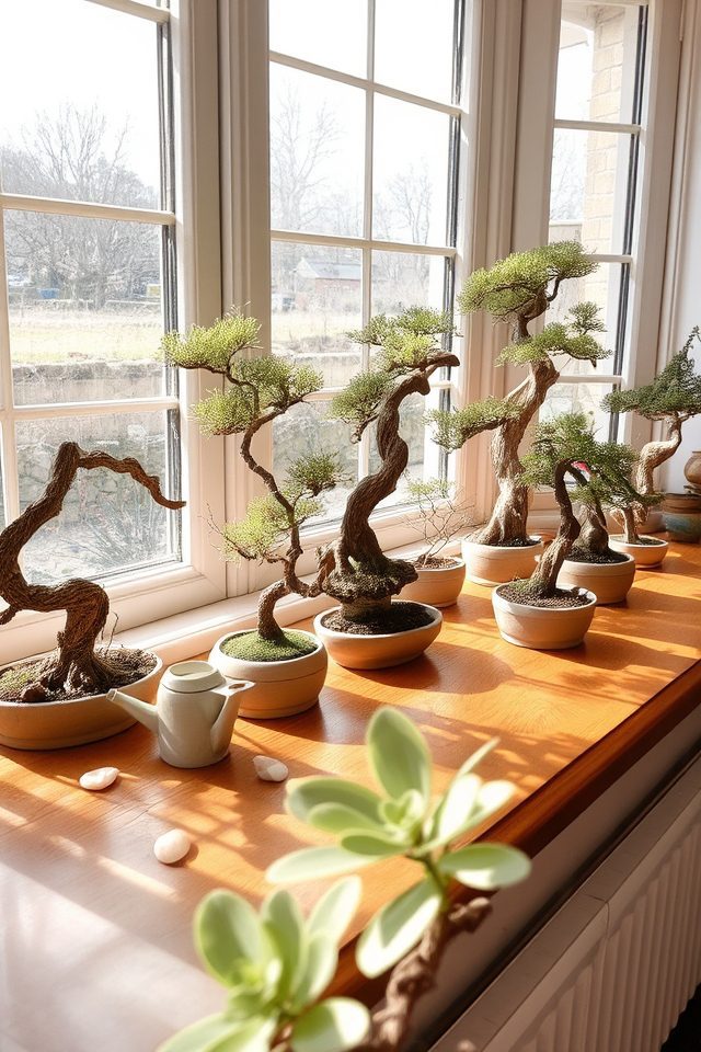 bonsai tranquility in sunlight