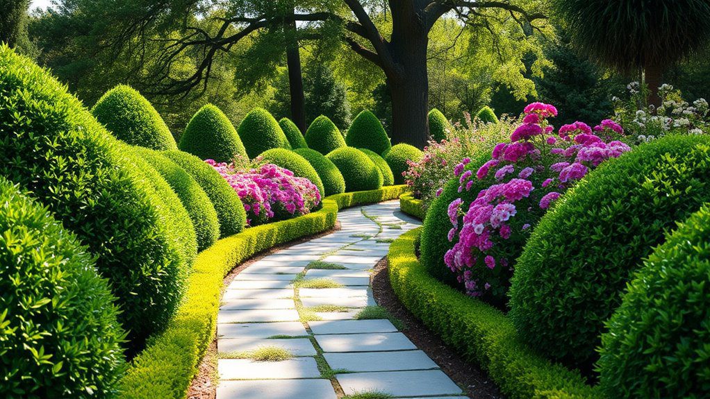 bushes define inviting pathways