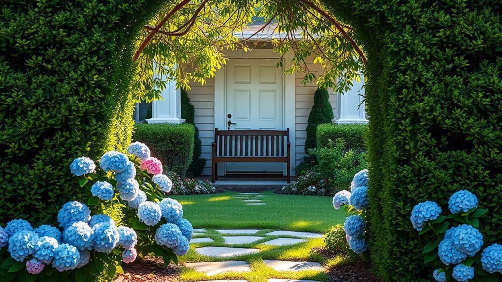 bushes enhance entryway appeal