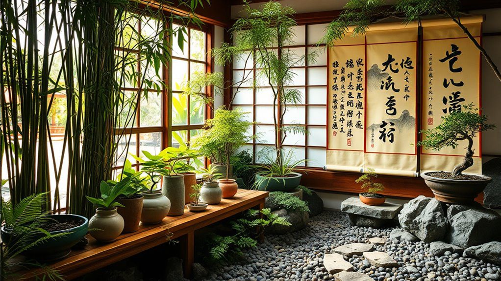 calligraphy enhances tranquil aesthetics