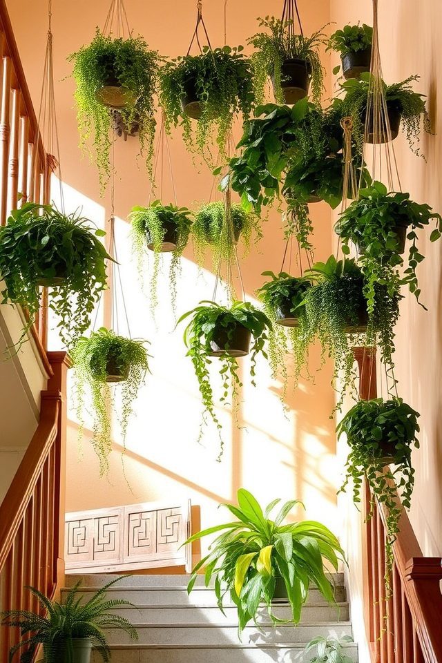 cascading green stair planters