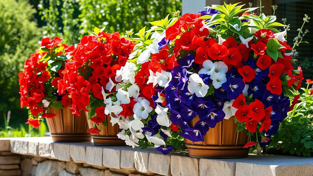 cascading patriotic flower displays