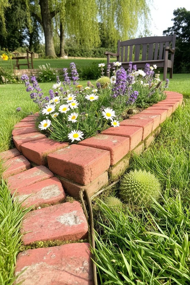 charming brick flower bed edging