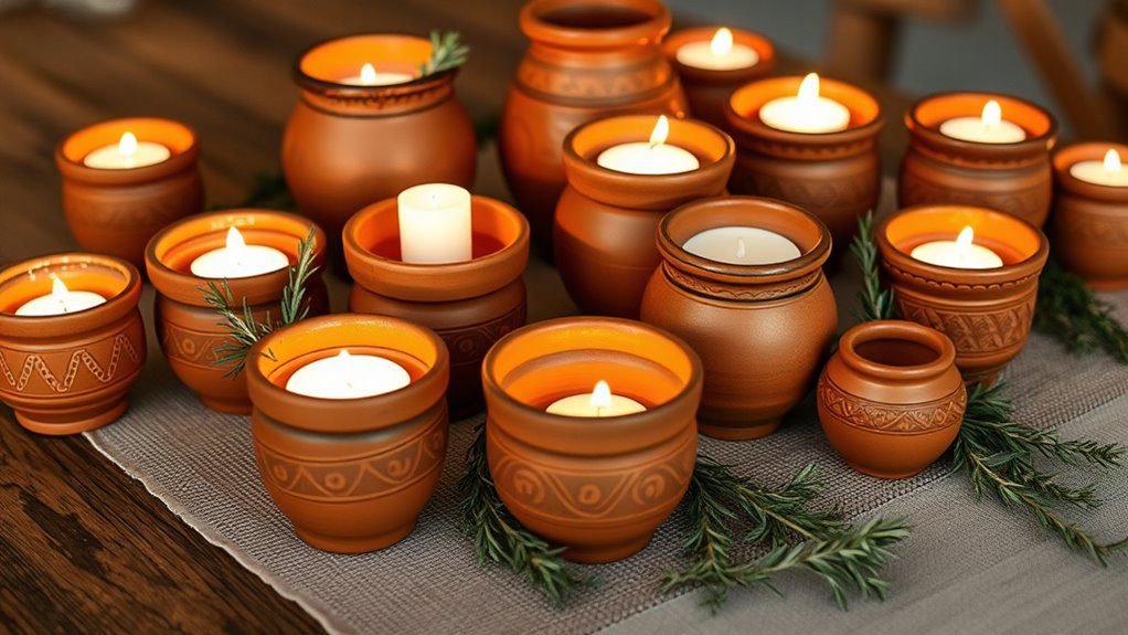 charming rustic terracotta candle holders