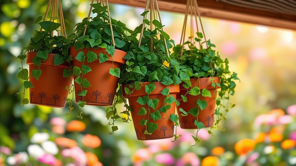 charming suspended terracotta displays