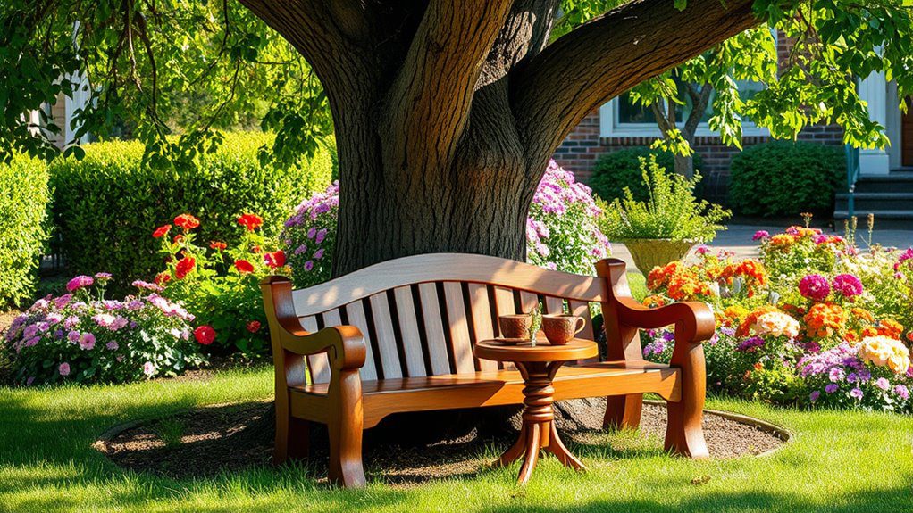 charming tree bench design