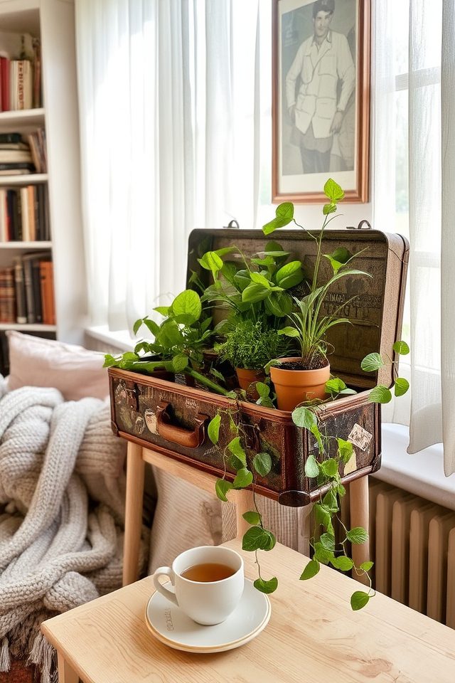 charming vintage suitcase planter